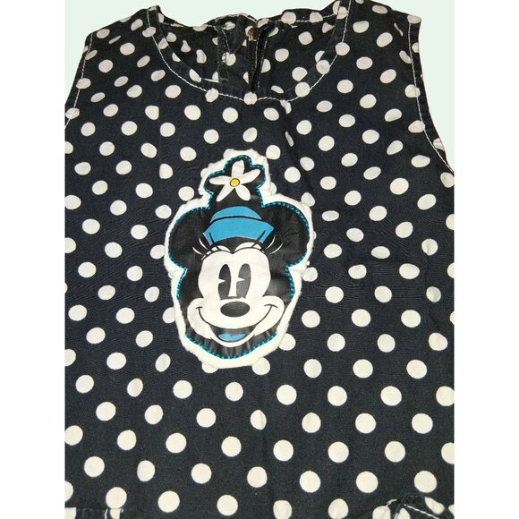 Disney Minnie Mouse Black Polka Dot Sleeveless Girls Dress 3/4T Pockets Zipper B - Picture 4 of 7